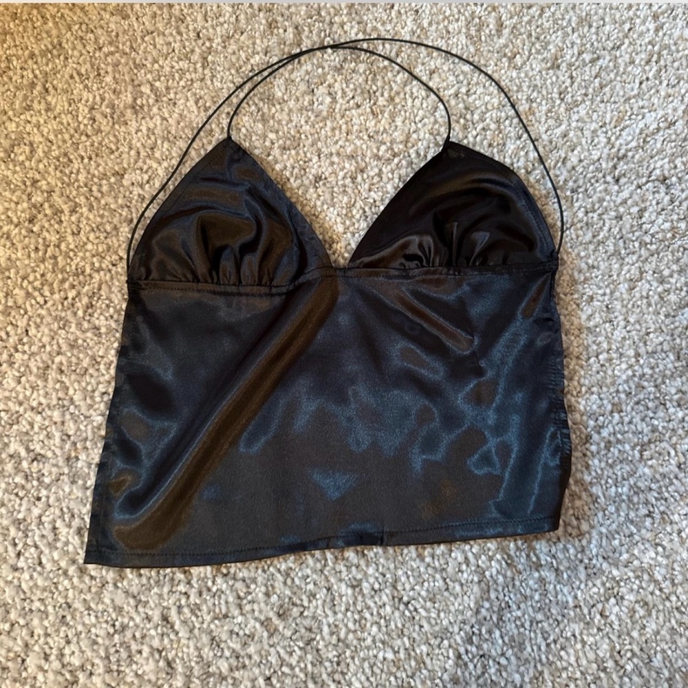 Enduring Kairos Silk Black Halter Top